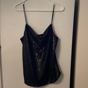Cinq à Sept‎ Large NWT Black Sequin Marta Cami Show Stopper City Flashy Mob Wife